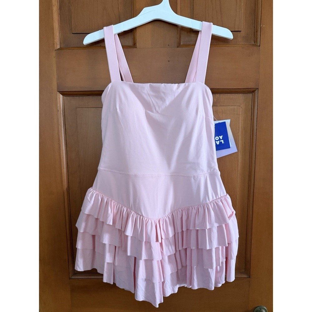 Women's Joylab Rose Pink Square Neck Ruffle Activewear Dress Size Small NWT